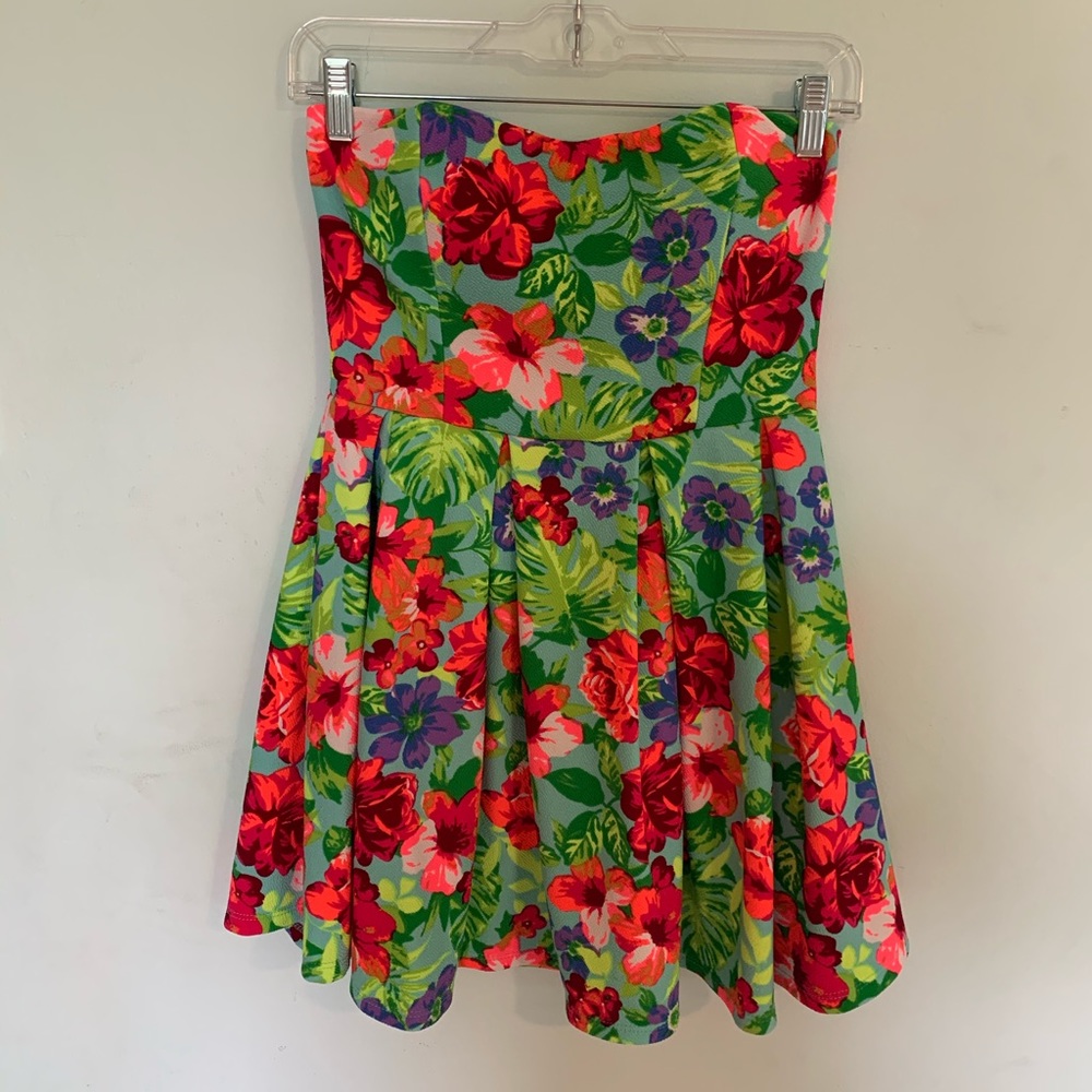 strapless floral dress